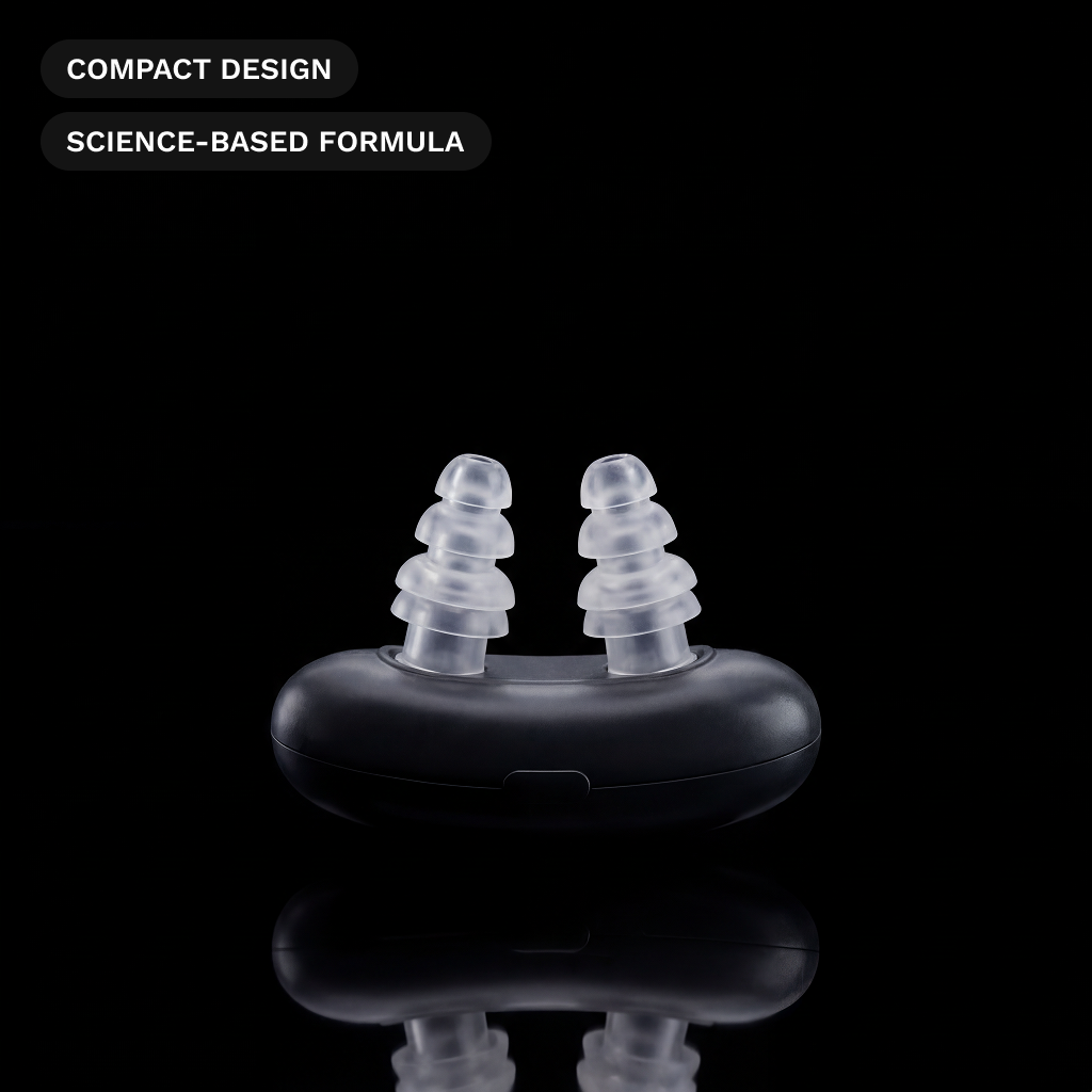 Airin nasal red light wellness device with transparent nasal tips on a black background